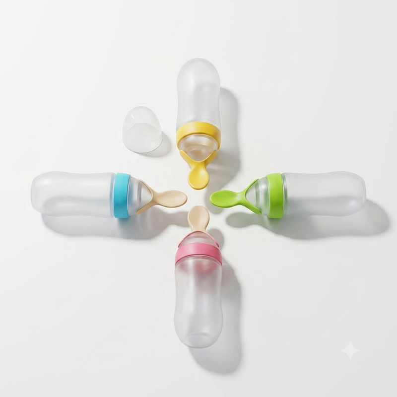 Silicone Baby Feeding Bottle with Spoon Feeder