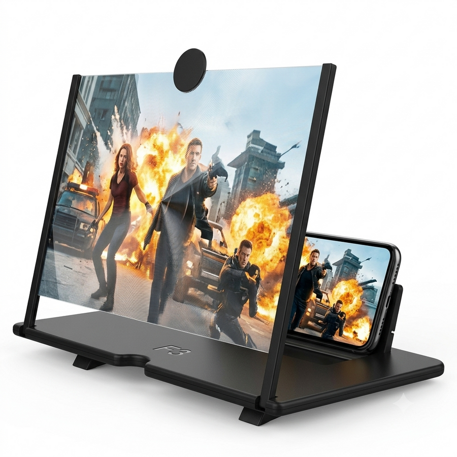 3D Mobile Phone Screen Magnifier Amplifier with Foldable Stand (F3)