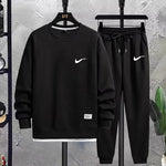 Men Black Waffle Track Suit Loose Fit Autumn - image 4