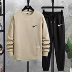 Men Black Waffle Track Suit Loose Fit Autumn - image 5