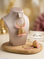 Golden Jhumka Earrings Set for Women 2 Pcs - image 1