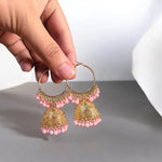 Golden Jhumka Earrings Set for Women 2 Pcs - image 3