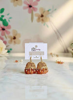 Elegant Gold Plated Jhumkas with Amber Beads for Weddings - image 1