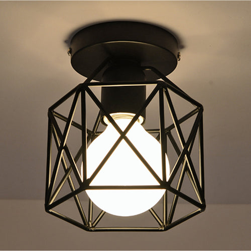 Modern Geometric Ceiling Lamp Black Wrought Iron LED