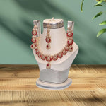 Red Crystal Bridal Necklace Set Gold Plated Lightweight Elegant Design - image 3