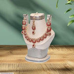 Red Crystal Bridal Necklace Set Gold Plated Lightweight Elegant Design - image 1