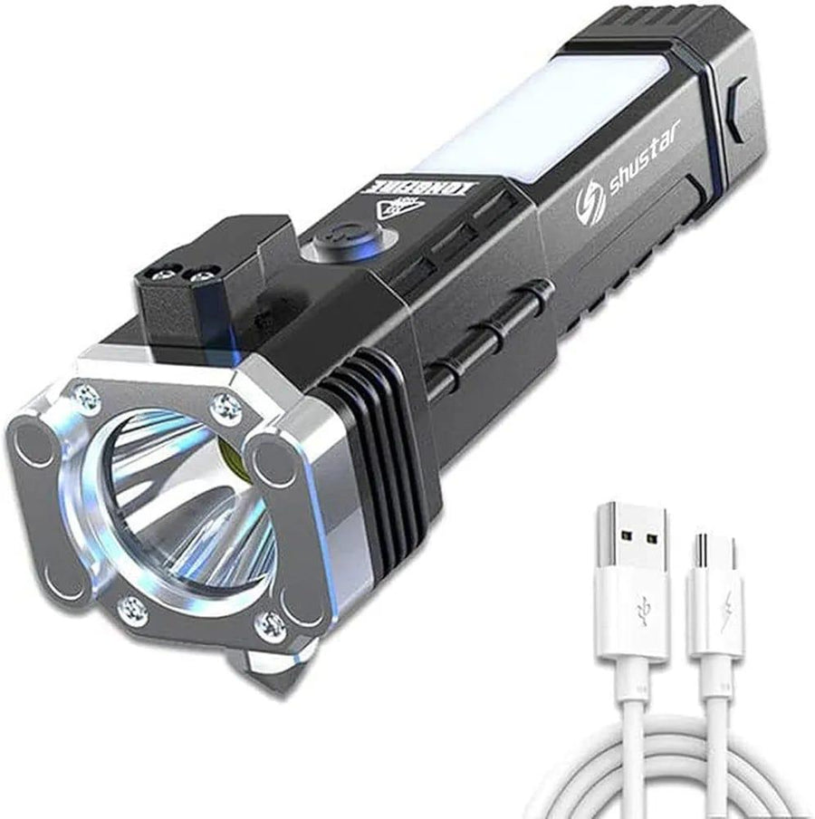 USB-C Rechargeable LED Torch Light Black 3cm