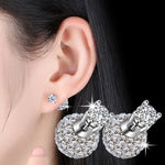 Silver Plated Four Claw Stud Earrings with Zircon Stones - image 1