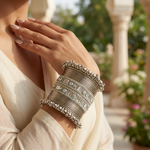 Nagina Kara Bangle Set Silver Finish Wedding Party Wear - image 1