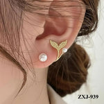 Korean Fish Tail Earrings Gold Plated Lightweight Comfortable - image 1