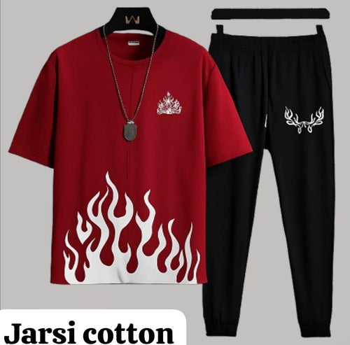 Men Red Flame Graphic Track Suit